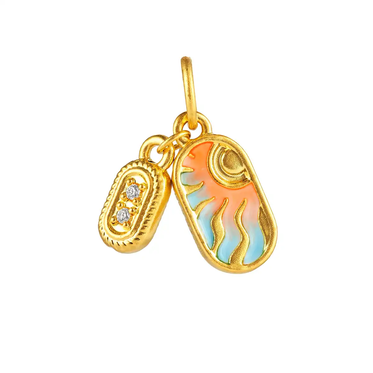 六福珠寶黃金串飾 - "絢日華章"999足金鑽石鎏彩串飾