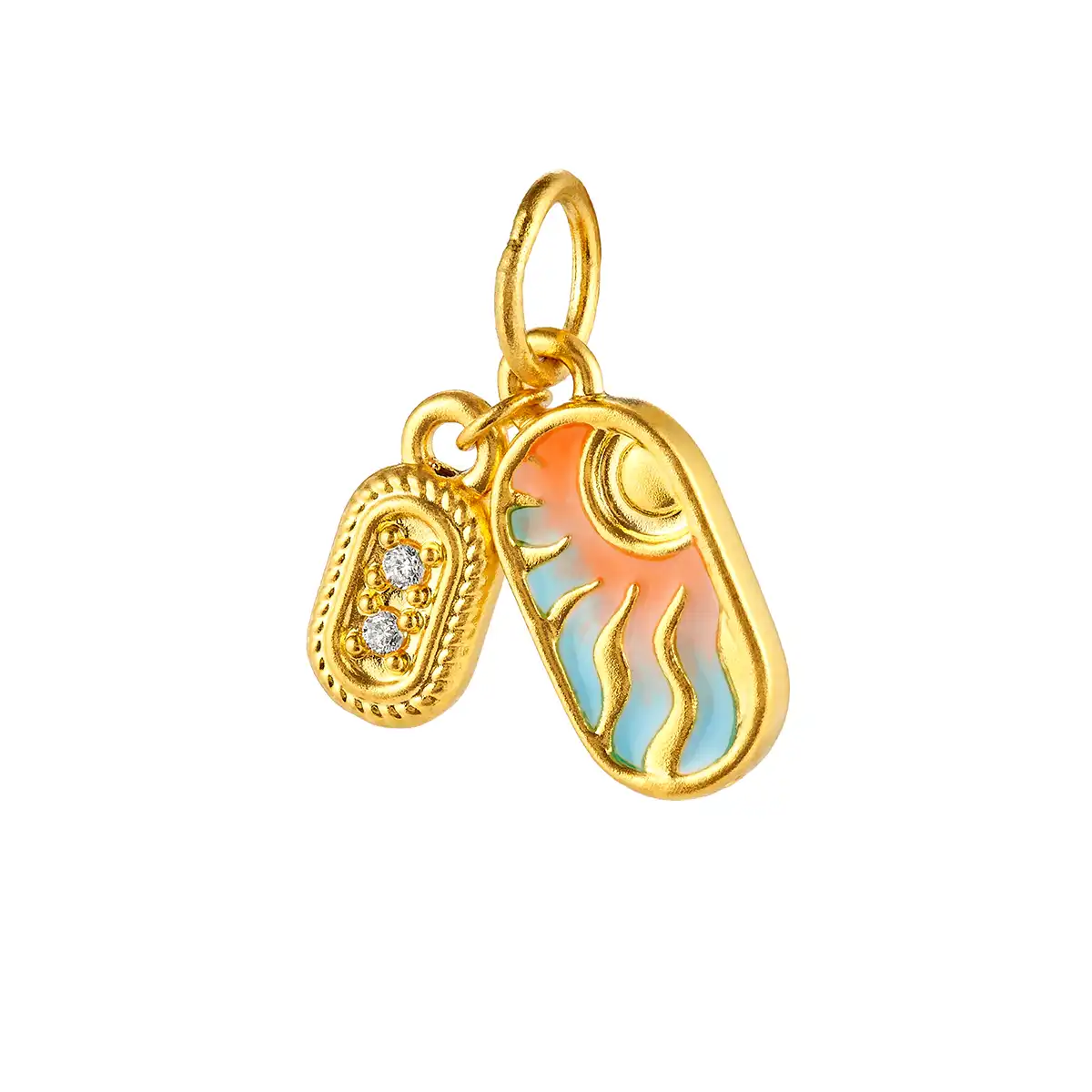 六福珠寶黄金串饰 - "绚日华章"999足金钻石鎏彩串饰