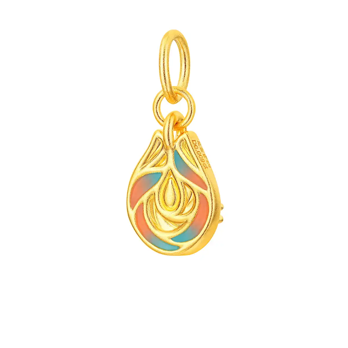 六福珠宝黄金串饰 - "幻彩羽翼"999足金钻石鎏彩串饰