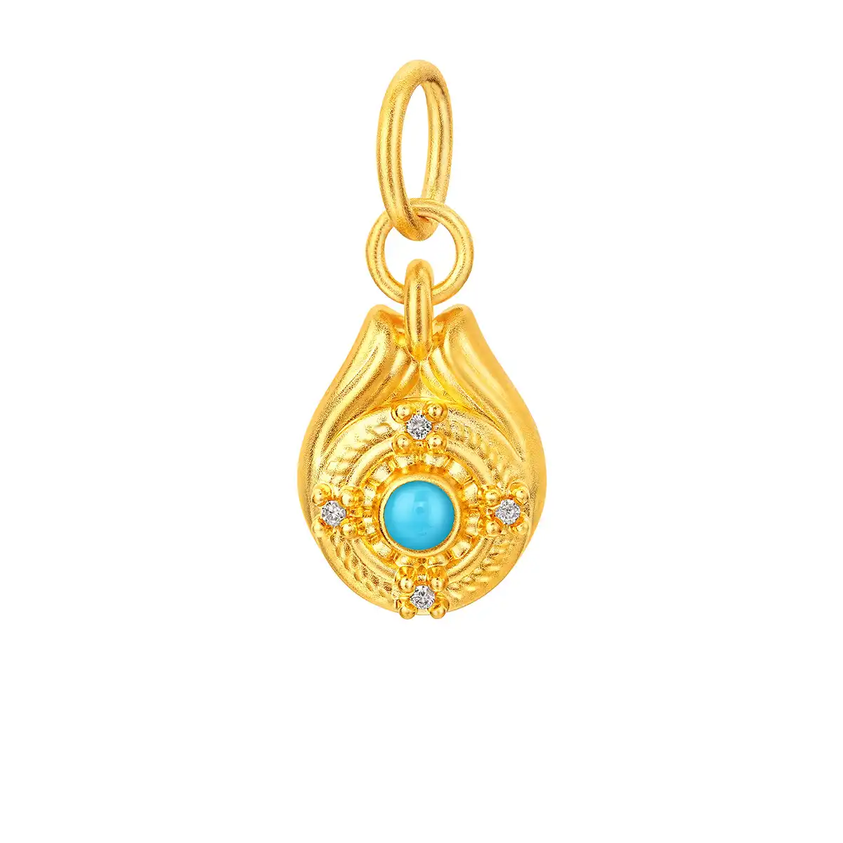 六福珠宝黄金串饰 - "幻彩羽翼"999足金钻石鎏彩串饰