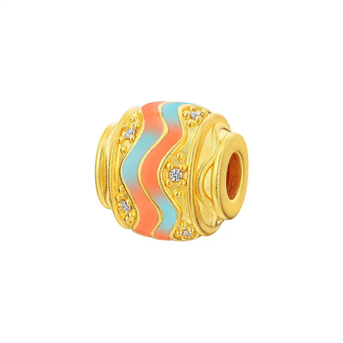 六福珠寶黄金串饰 - "游龙仙境"999足金钻石鎏彩串饰