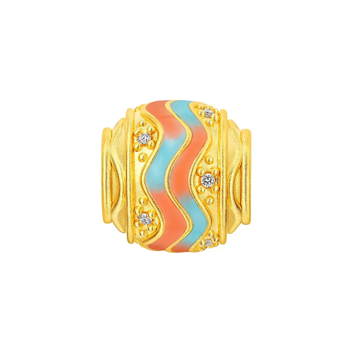 六福珠寶黃金串飾 - "游龍仙境"999足金鑽石鎏彩串飾