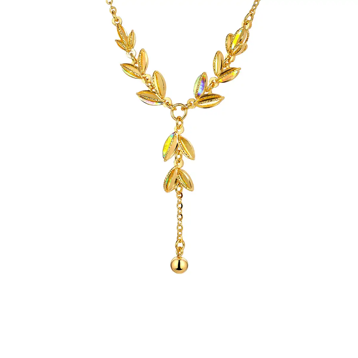 六福珠寶黃金頸鏈 - "冰‧鑽麥穗"999足金頸鏈