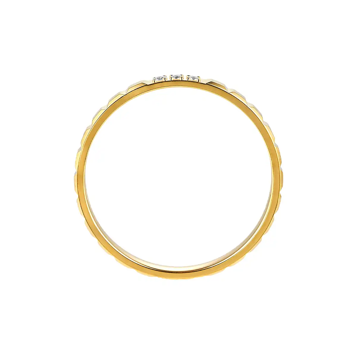 六福珠寶黃金戒指 - "棱光相守"999足金鑽石對戒（男戒）