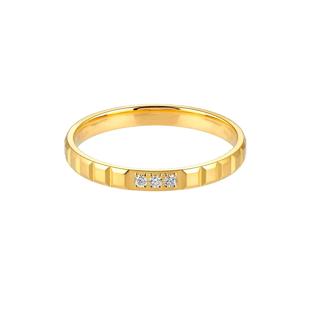 六福珠寶黃金戒指 - "棱光相守"999足金鑽石對戒（男戒）