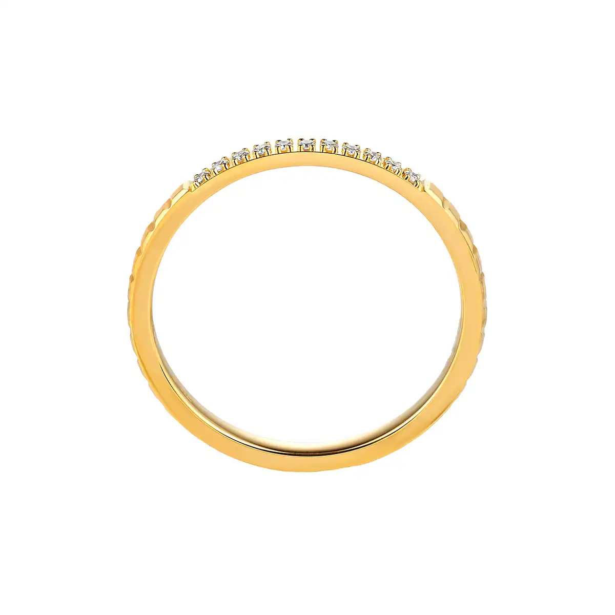 六福珠寶黃金戒指 - "棱光相守"999足金鑽石對戒（女戒）