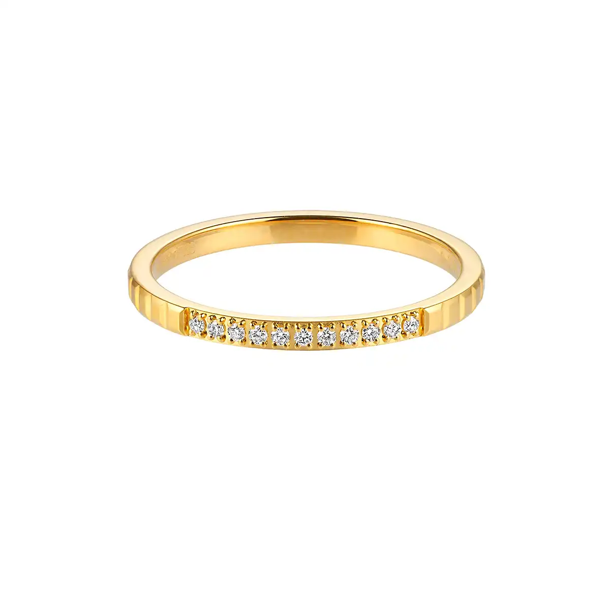 六福珠寶黃金戒指 - "棱光相守"999足金鑽石對戒（女戒）