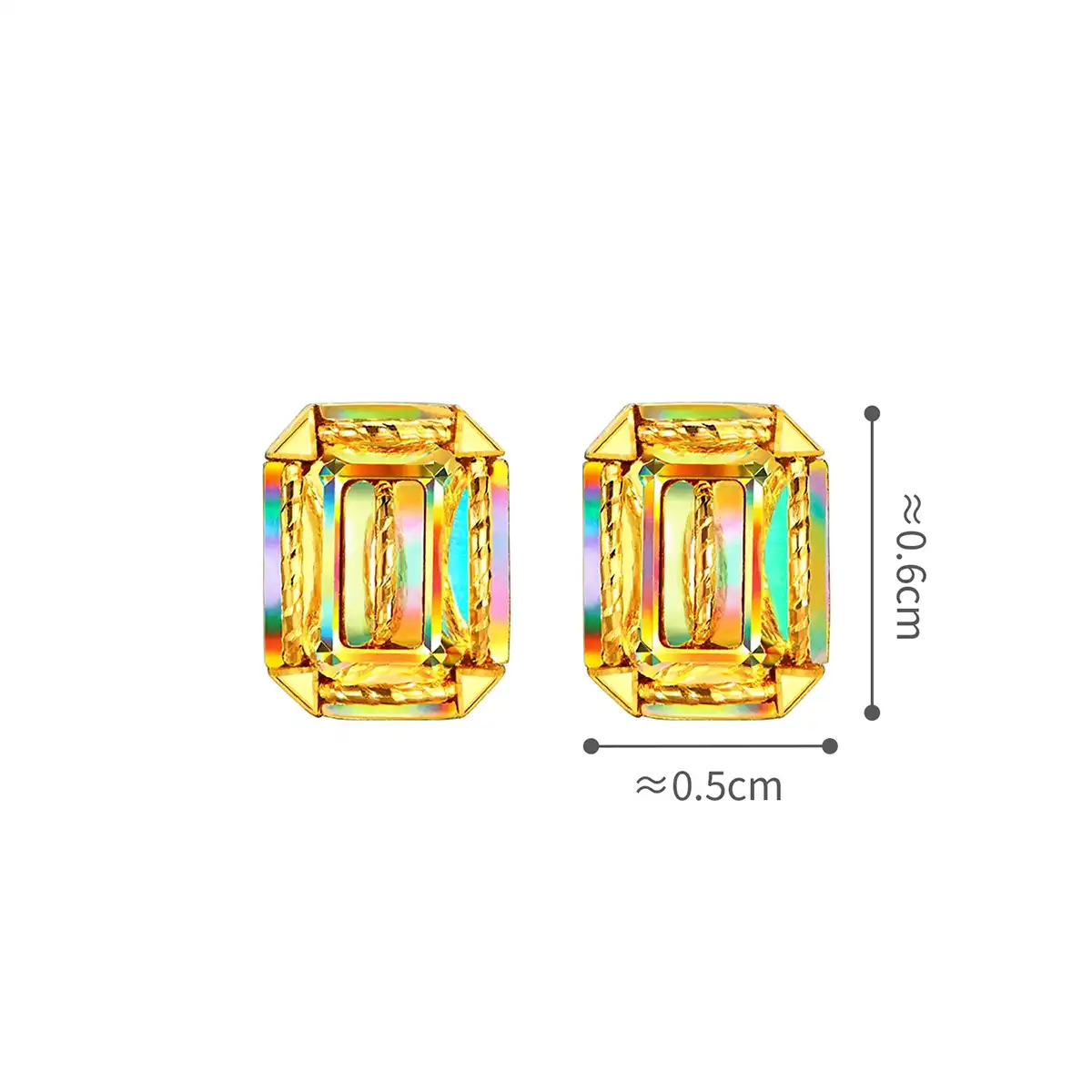 六福珠寶黃金耳環 - "冰·鑽方糖"999足金耳環