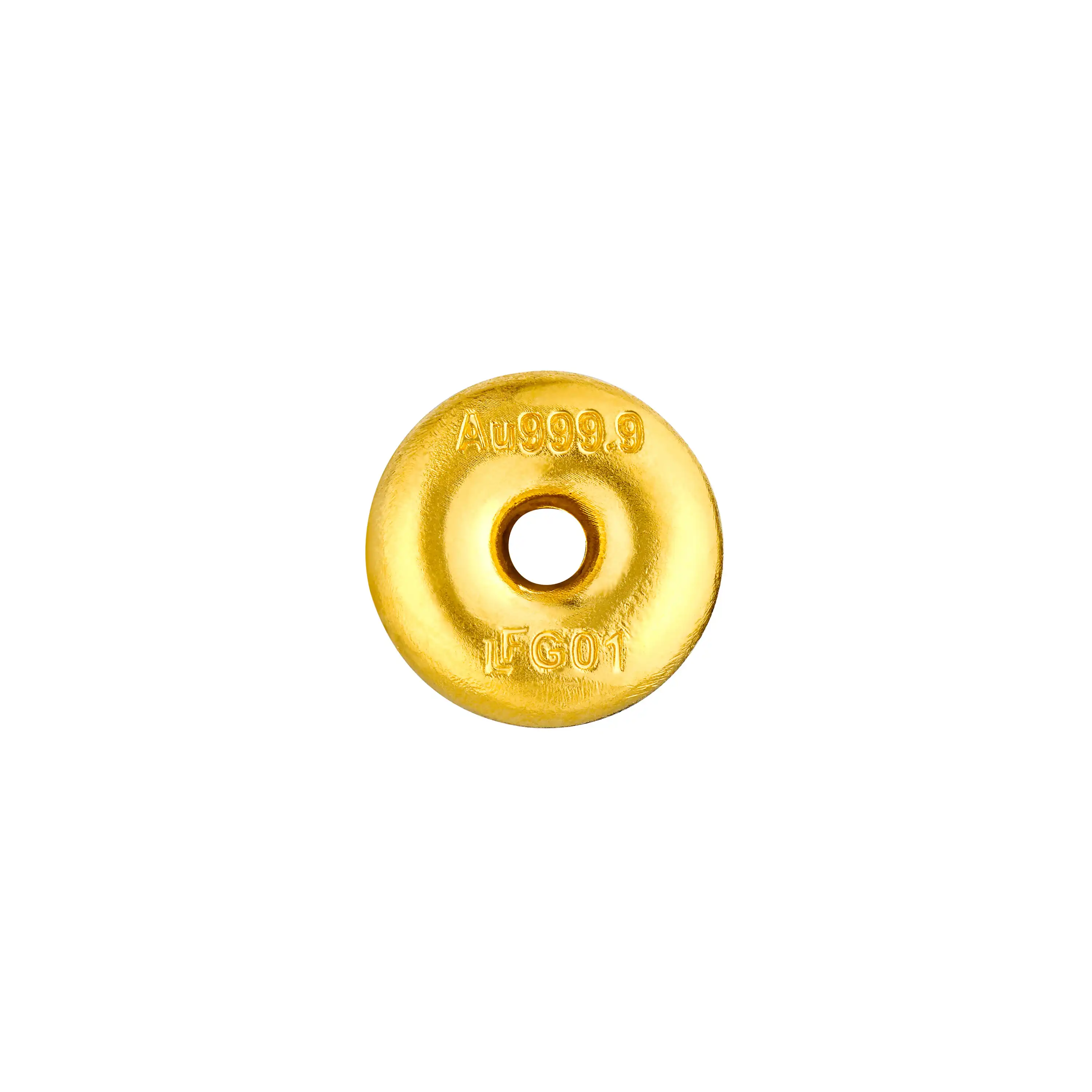 六福珠寶黃金金豆子 - “甜甜圈”999.9黃金(1克)–附送木塞玻璃瓶