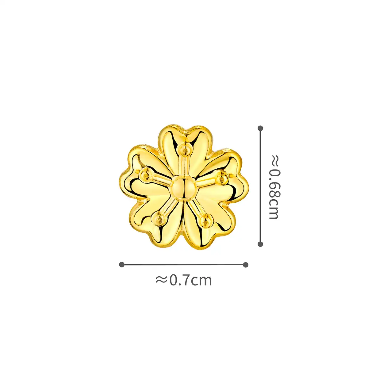 六福珠宝黄金金豆子 - “好运桃花”999.9黄金(1克)–附送木塞玻璃瓶