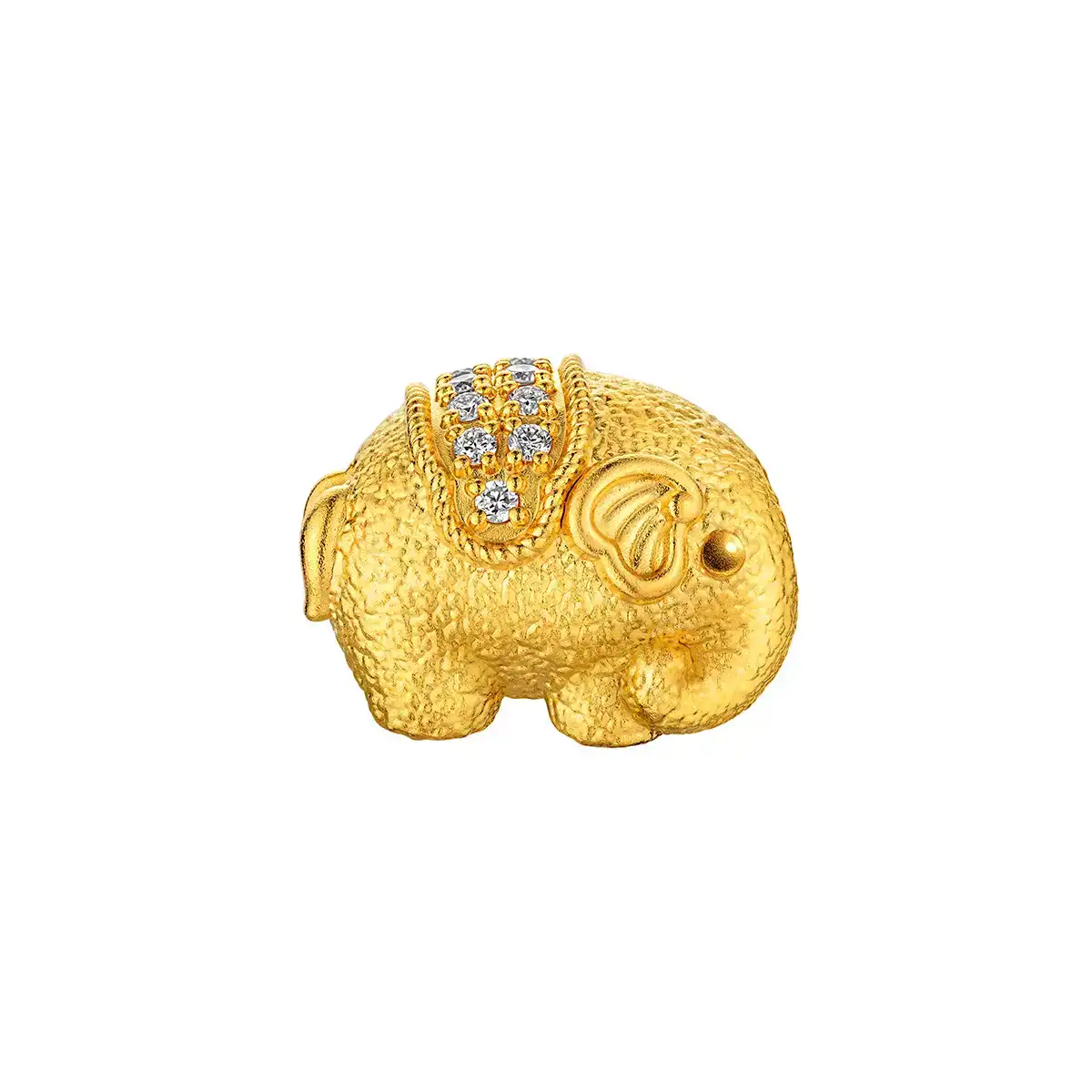 六福珠寶黃金串飾 - "唐彩墩墩吉象"999足金鑽石串飾(黃金版)