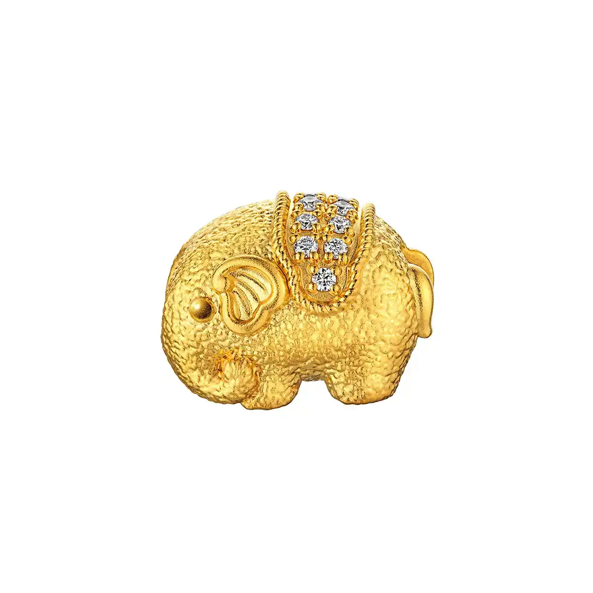 六福珠寶黃金串飾 - "唐彩墩墩吉象"999足金鑽石串飾(黃金版)