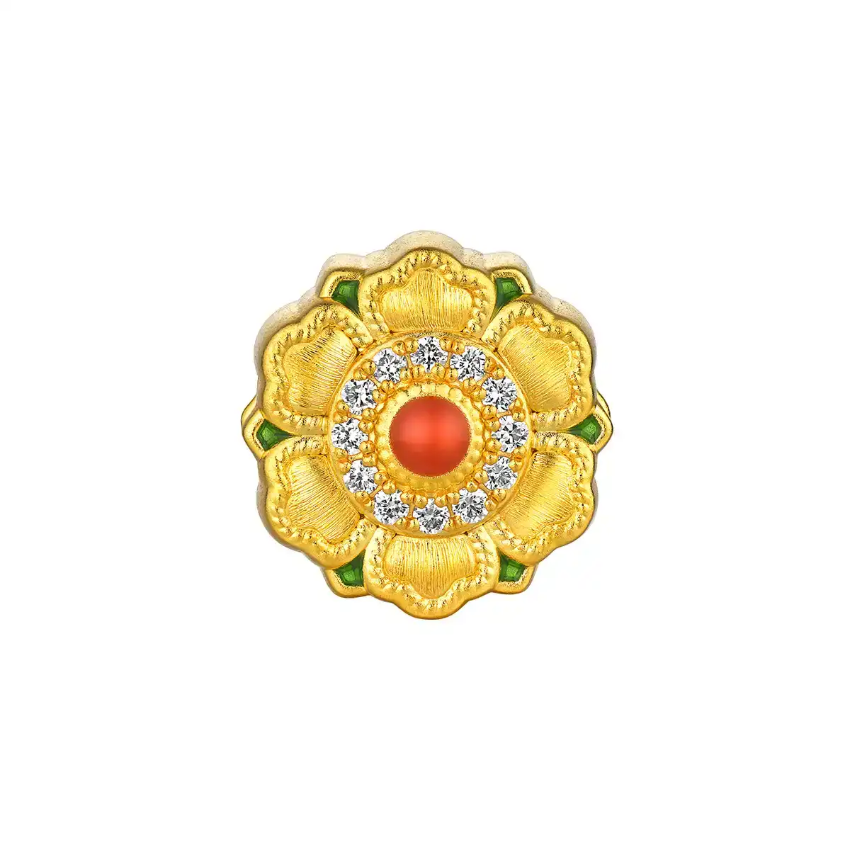 六福珠宝黄金串饰 - "宝相纳福"999足金钻石鎏彩串饰