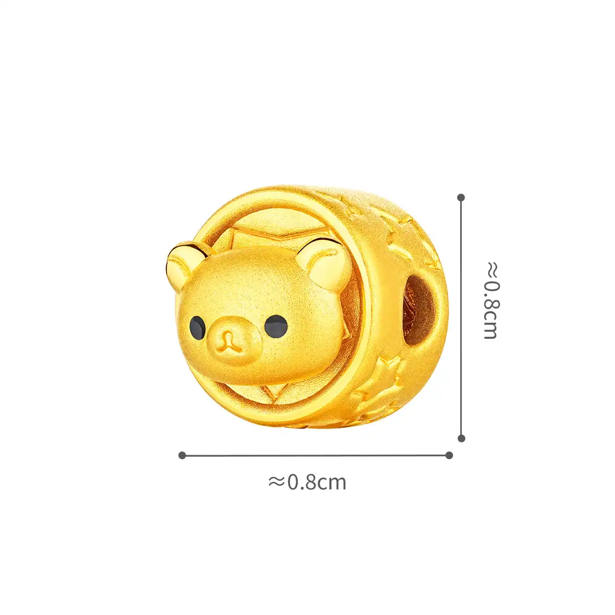 六福珠宝黄金串饰 - "小熊幸运星"999足金串饰连手绳