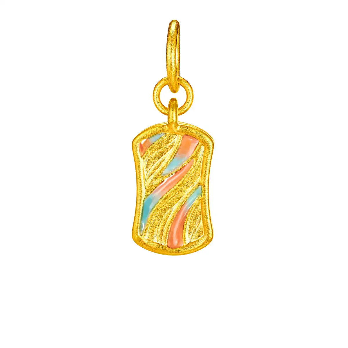 六福珠宝黄金串饰 - "碧波芙蕖"999足金钻石鎏彩串饰