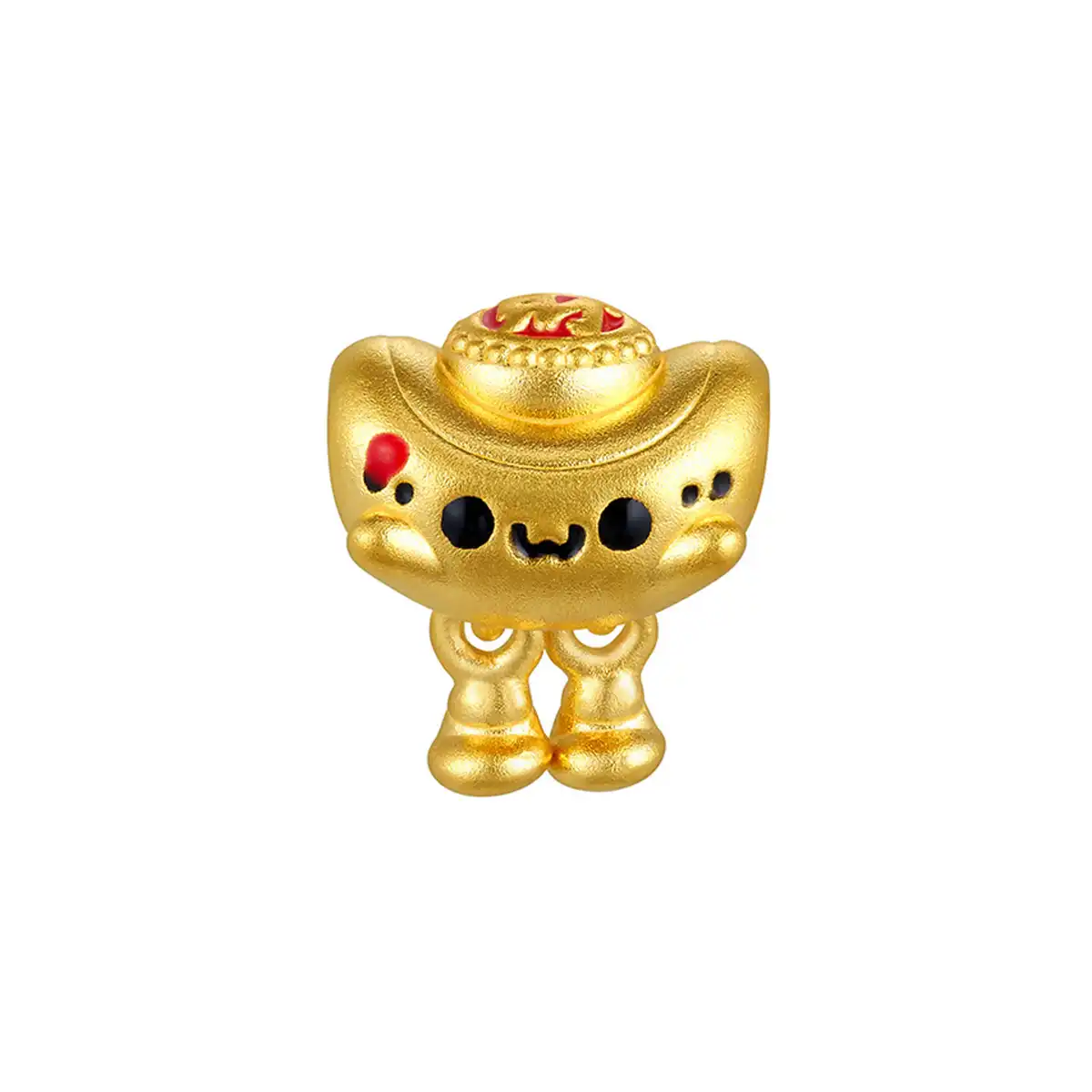 六福珠宝黄金串饰 - "招财进宝"Q版元宝999足金鎏彩串饰
