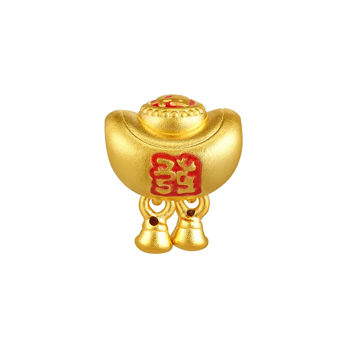 六福珠宝黄金串饰 - "招财进宝"Q版元宝999足金鎏彩串饰