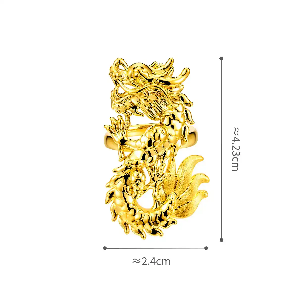 六福珠宝黄金戒指 - “龙”999足金戒指