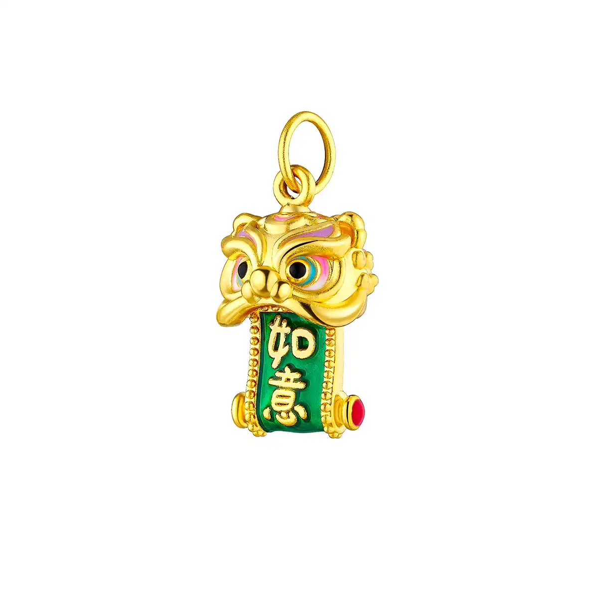 六福珠宝黄金串饰 - "狮狮如意"999足金串饰连手绳