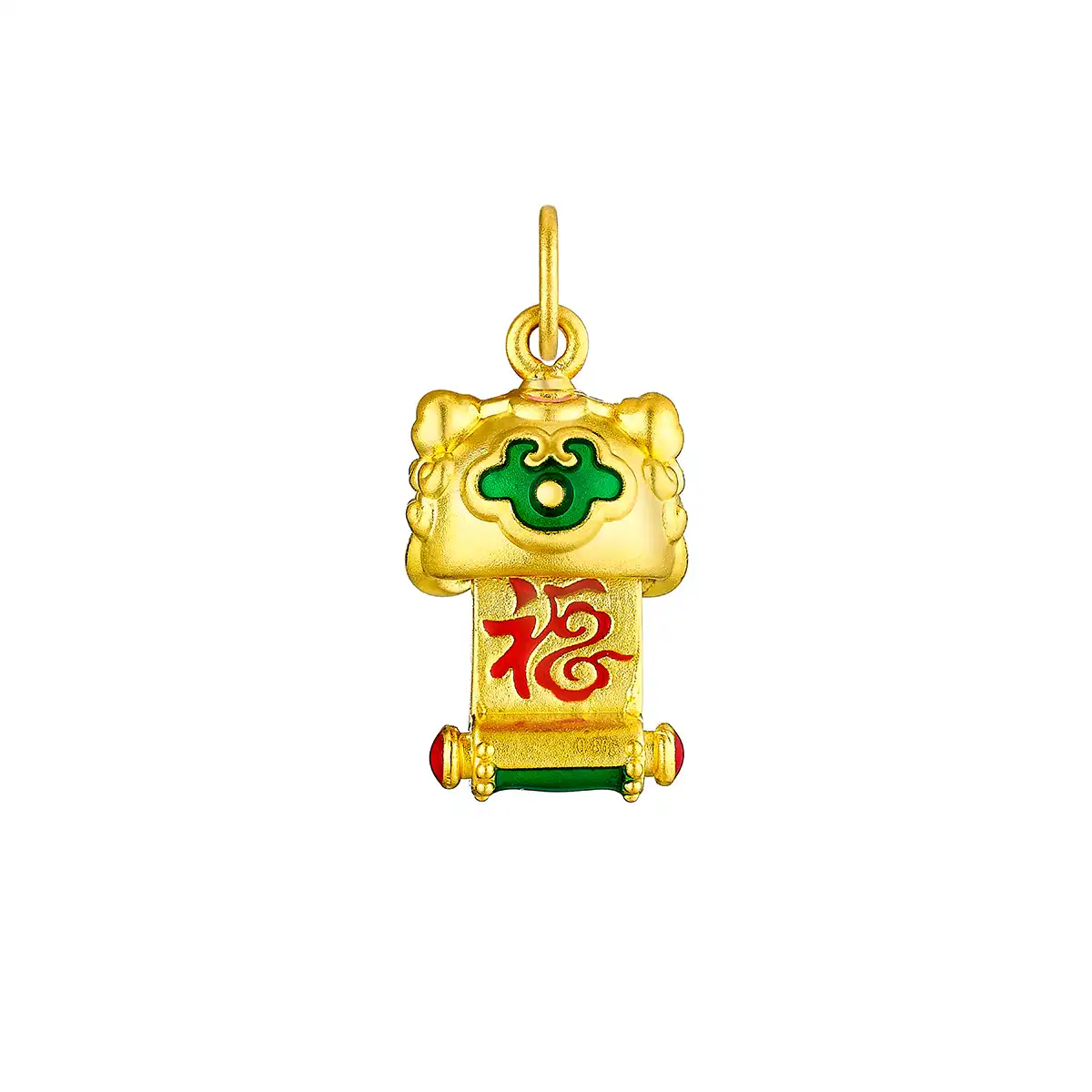 六福珠宝黄金串饰 - "狮狮如意"999足金串饰连手绳