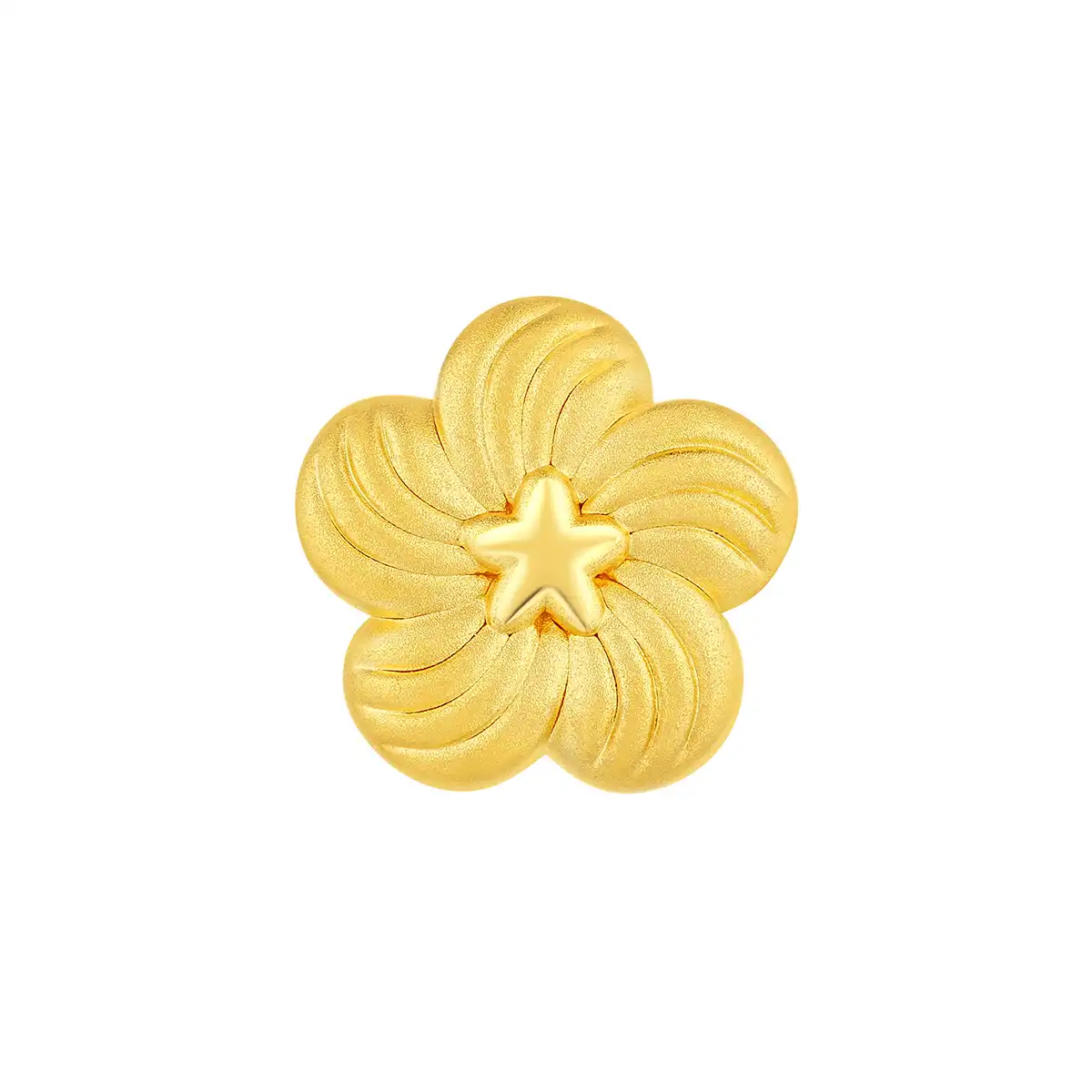 六福珠寶黃金串飾 - 十二生肖“福豬花”999足金串飾連手繩 (微硬金工藝)