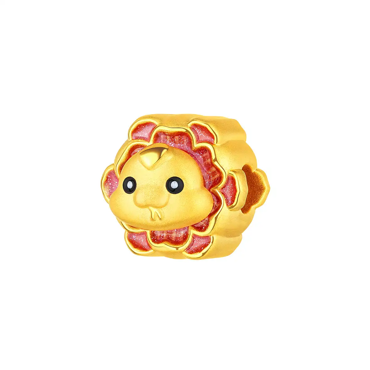 六福珠寶黃金串飾 - 十二生肖“靈蛇花”999足金串飾連手繩 (微硬金工藝)
