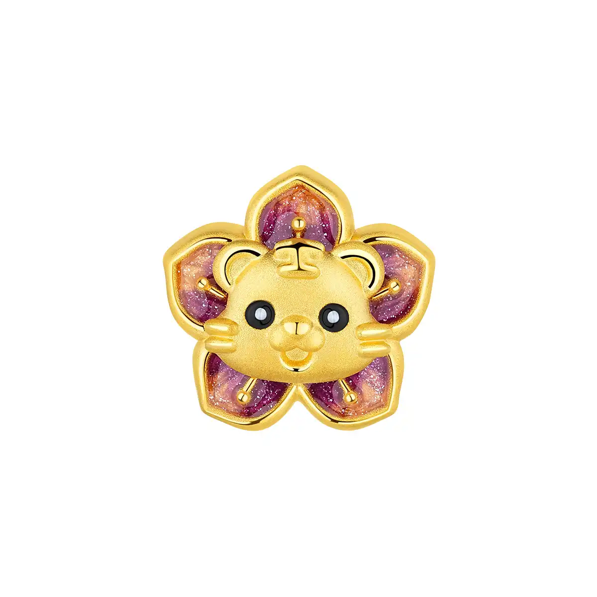 六福珠寶黃金串飾 - 十二生肖“萌虎花”999足金串飾連手繩 (微硬金工藝)