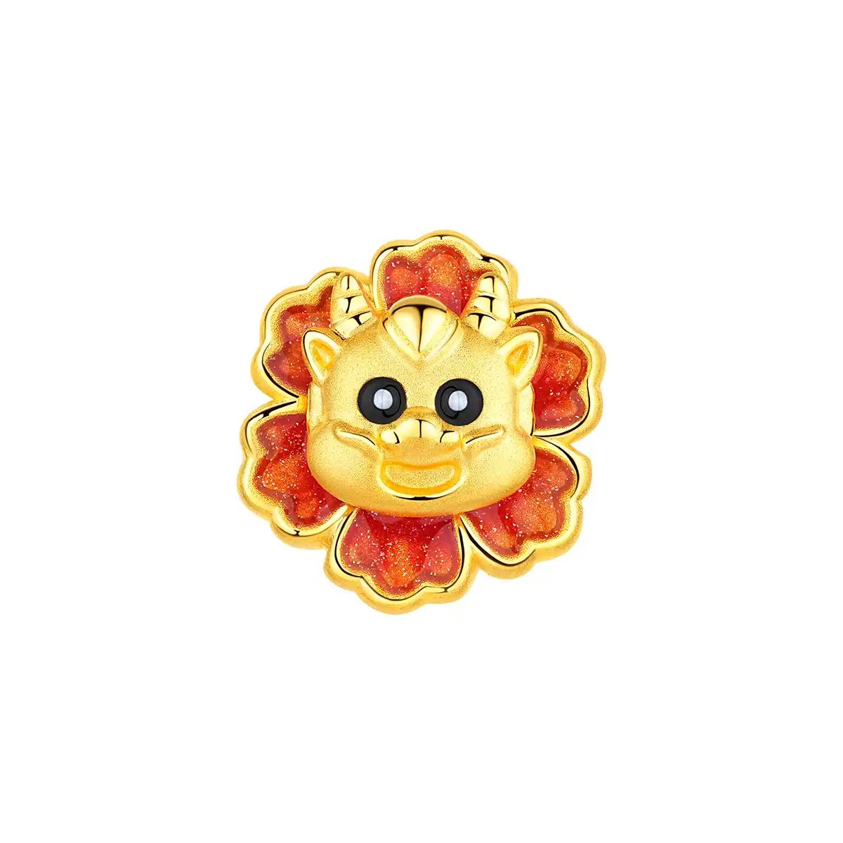 六福珠寶黃金串飾 - 十二生肖“祥龍花”999足金串飾連手繩 (微硬金工藝)