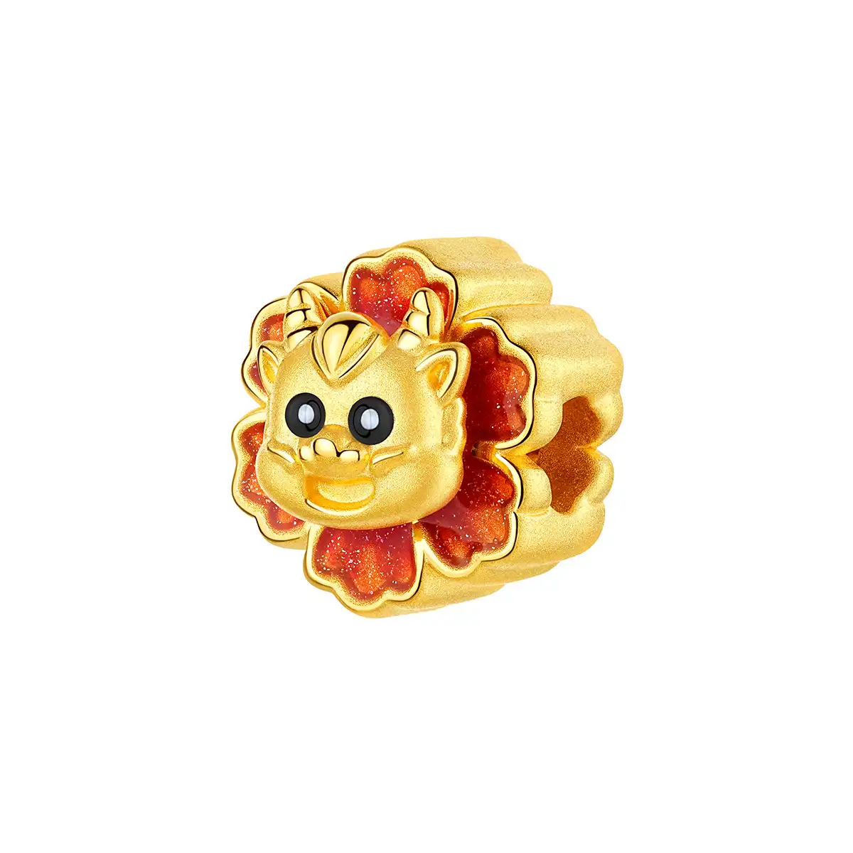 六福珠宝黄金串饰 - 十二生肖“祥龙花”999足金串饰连手绳 (微硬金工艺)