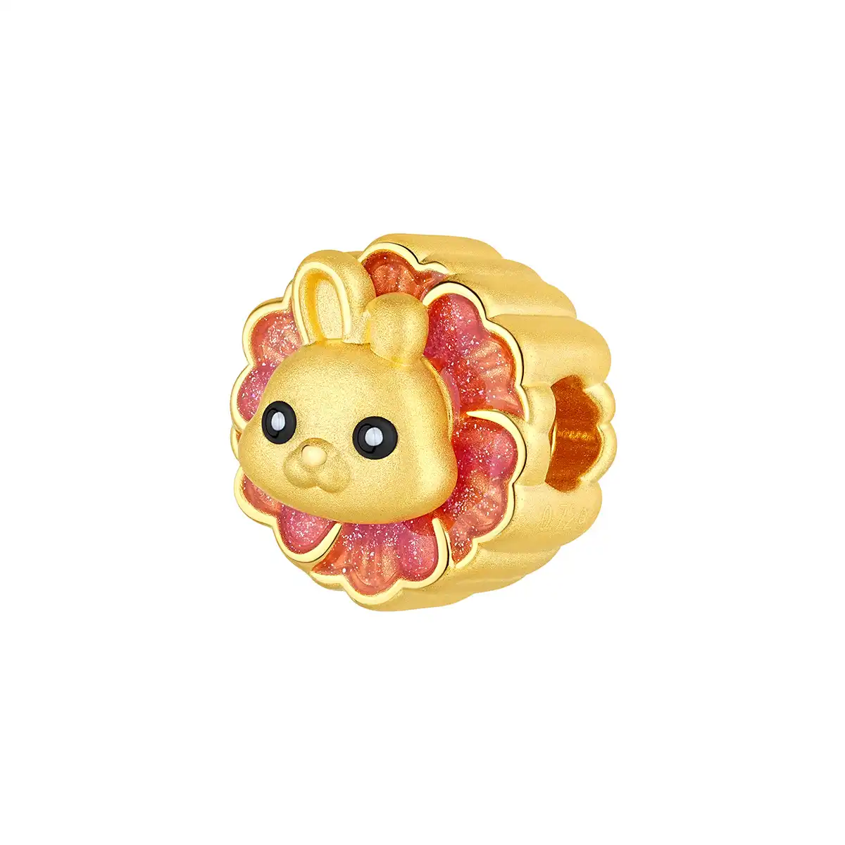 六福珠寶黄金串饰 - “富贵福兔”999足金串饰连手绳 (微硬金工艺)
