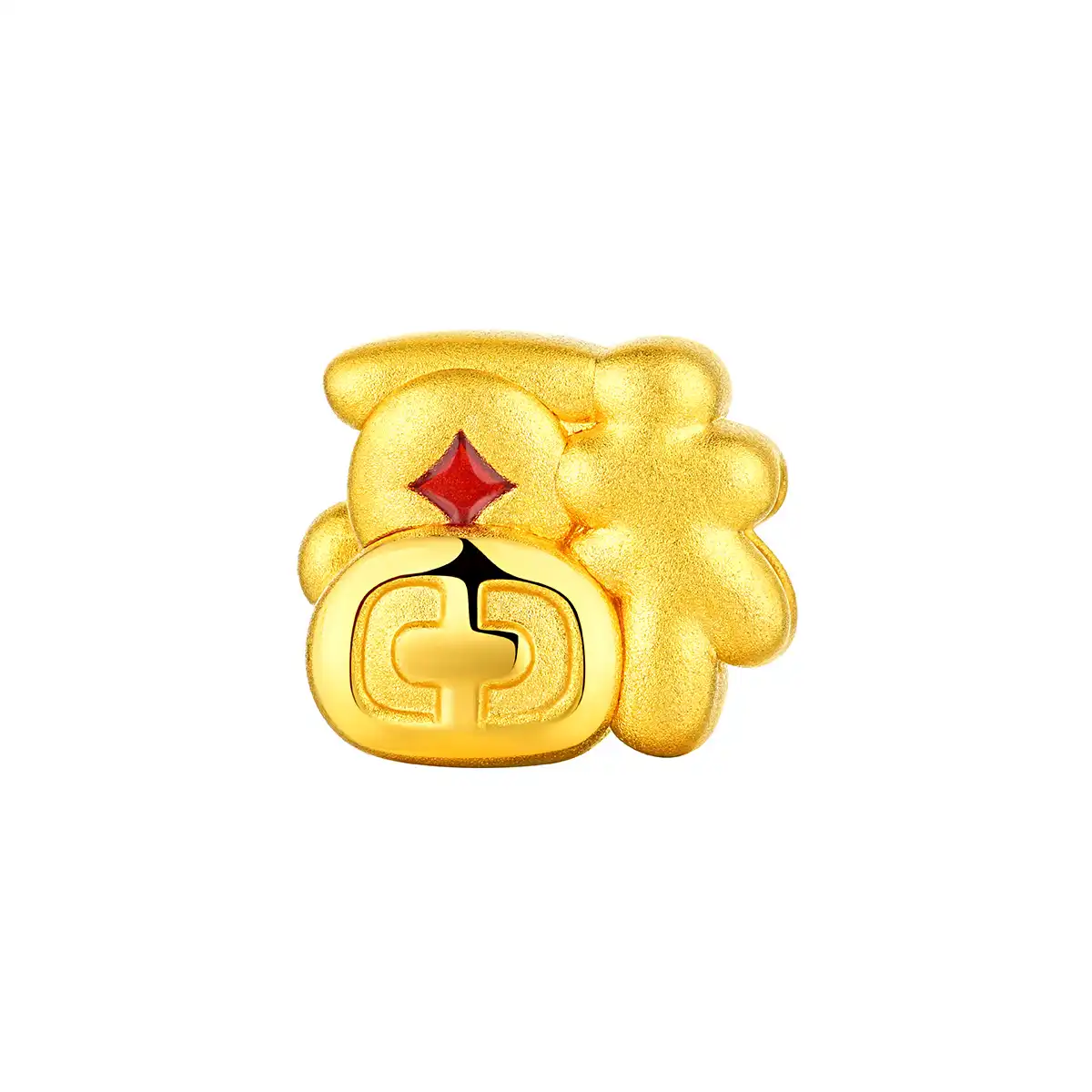 六福珠寶黃金串飾 - "熊福齊天"999足金串飾連手繩