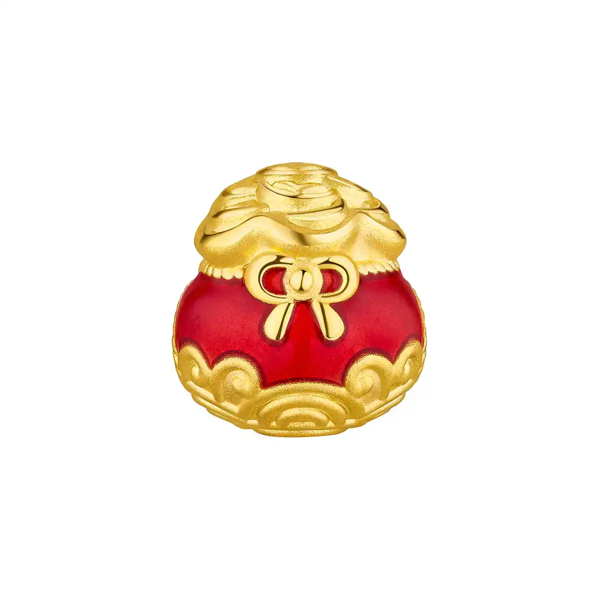 六福珠寶黃金串飾 - "聚寶福袋"999足金串飾連手繩(微硬金工藝)
