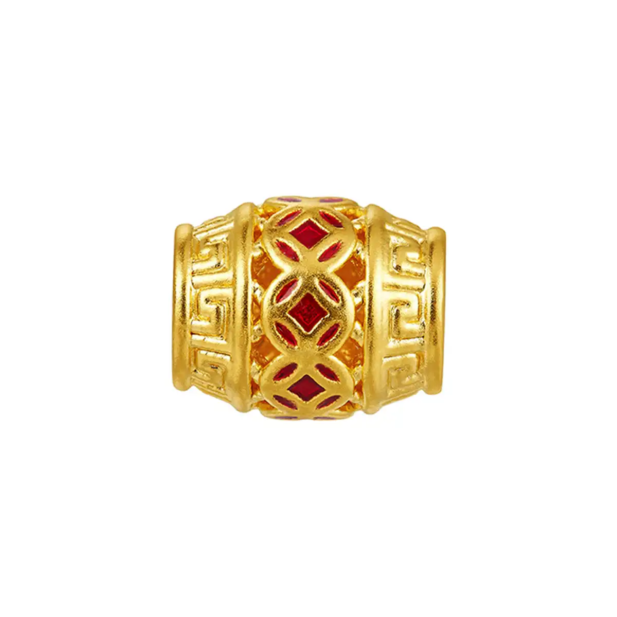 六福珠寶黃金串飾 - “銅錢桶珠花絲”999足金串飾