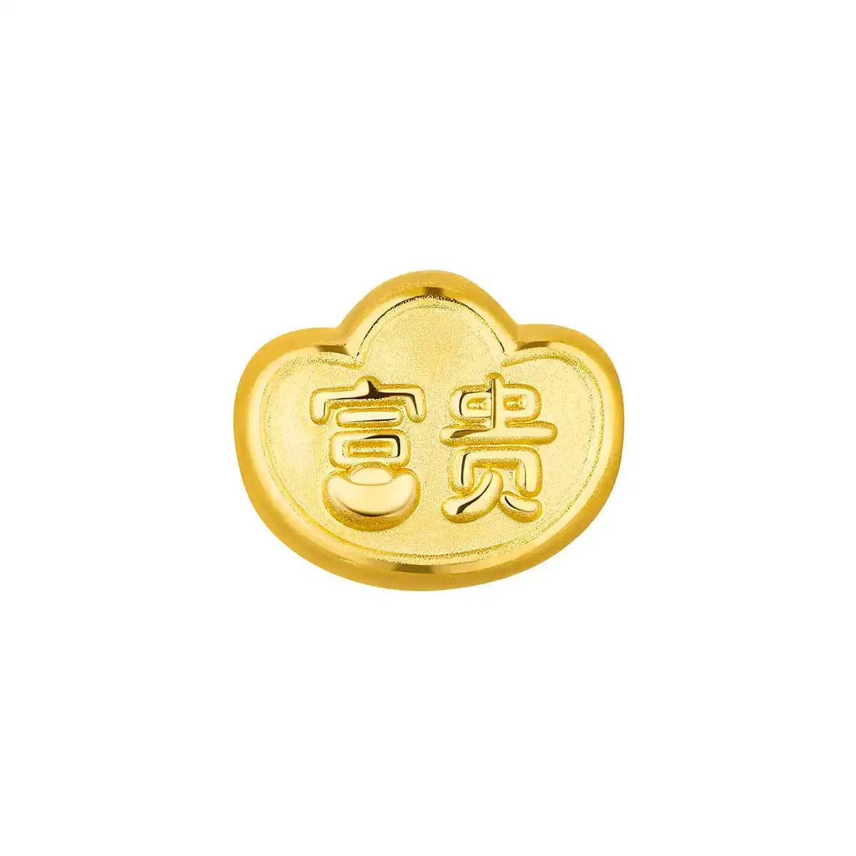 六福珠寶黃金串飾 - 十二生肖"富貴羊"元寶造型999足金串飾連手繩(微硬金工藝)