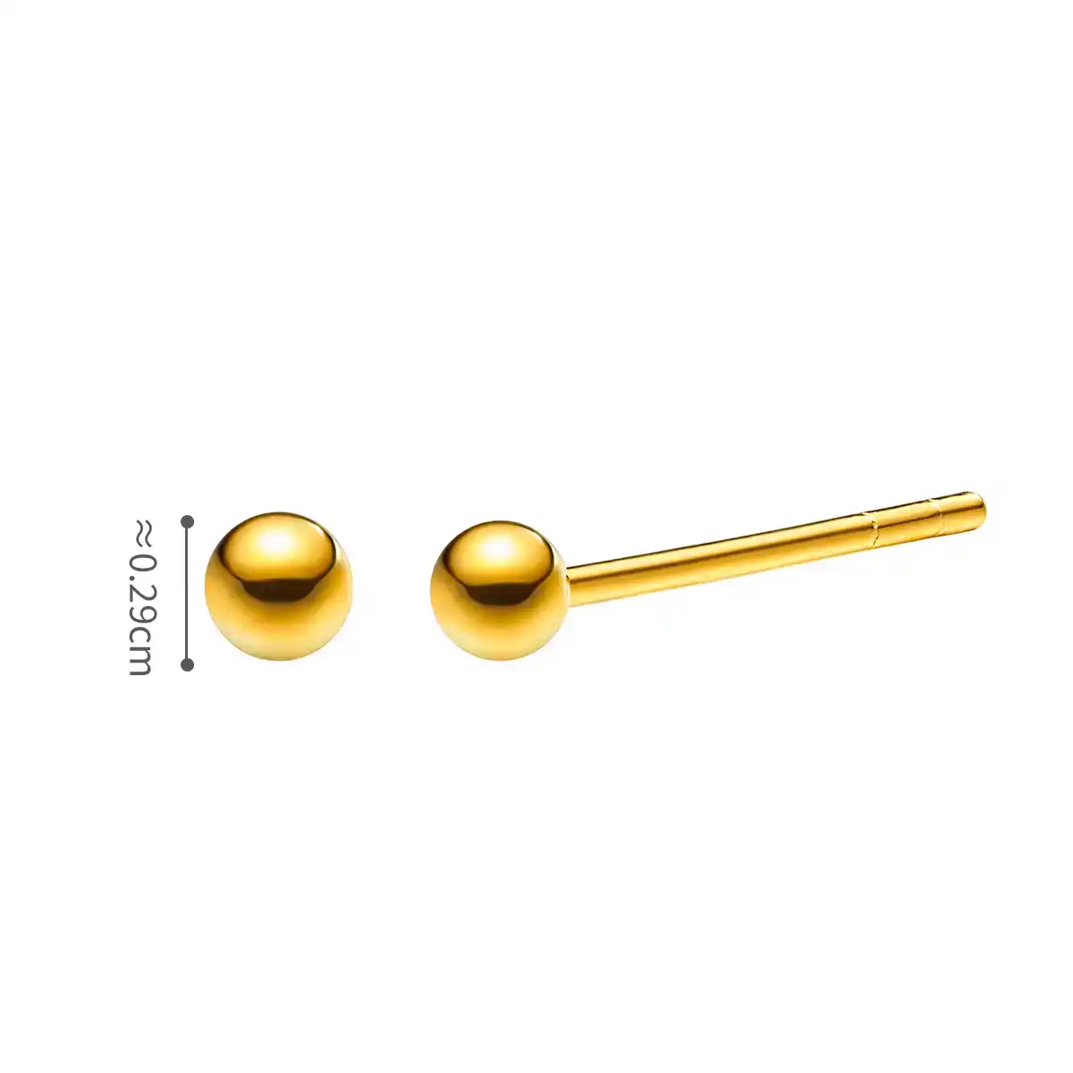 六福珠寶黃金耳環 - "小金珠"999足金耳環