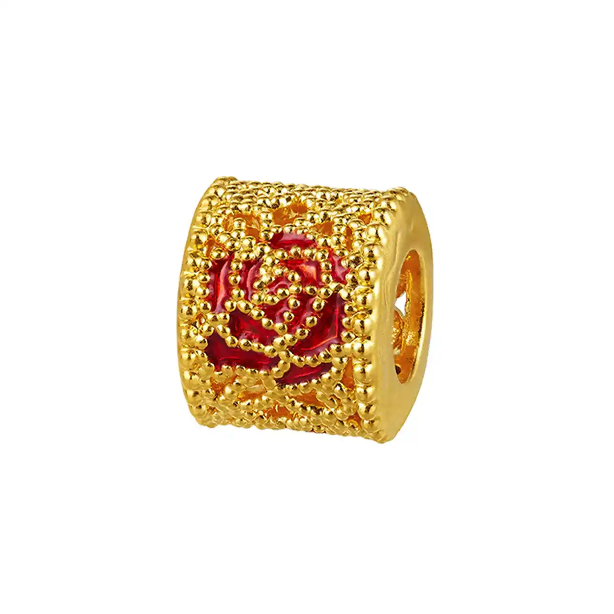 六福珠寶黃金串飾 - “花絲春日玫瑰”999足金串飾