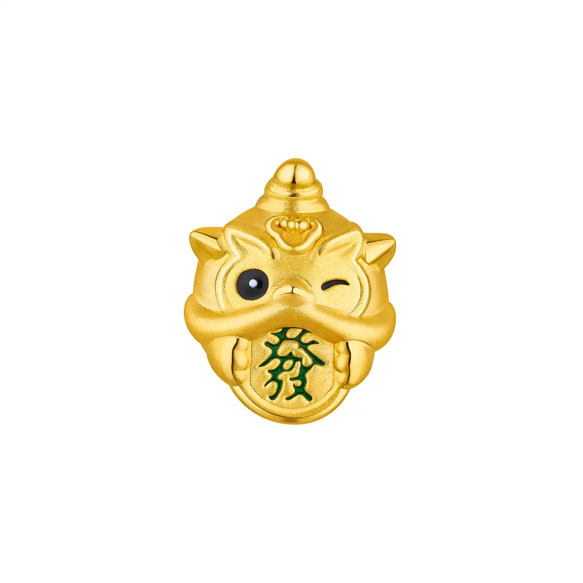 六福珠寶黃金串飾 - "發財舞獅"999足金串飾連手繩(微硬金工藝)