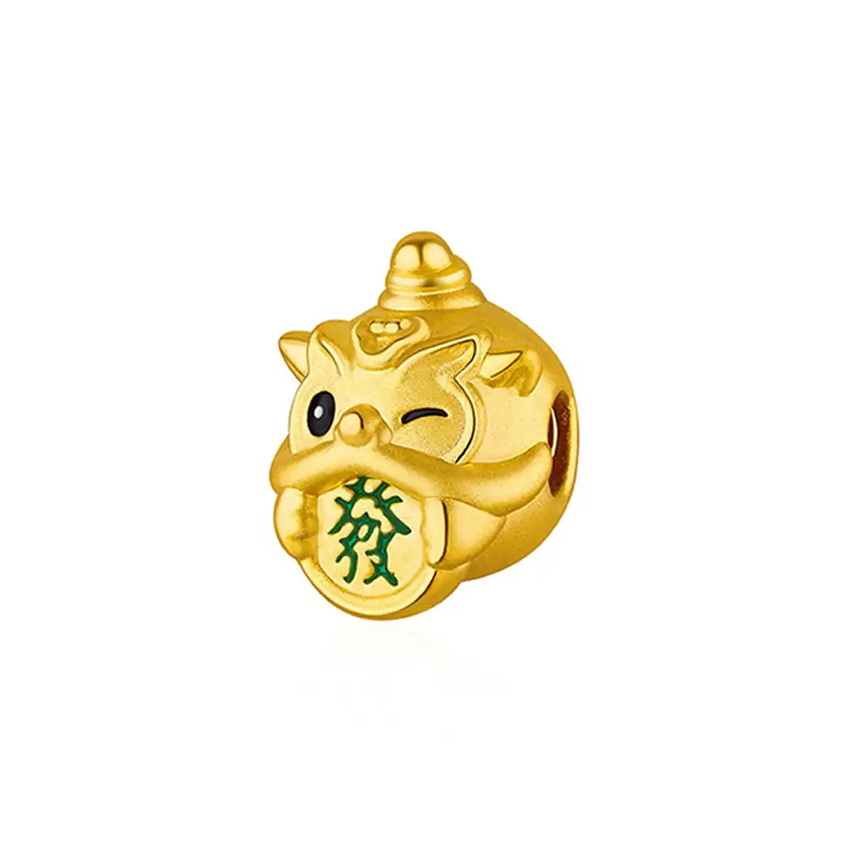 六福珠寶黃金串飾 - "發財舞獅"999足金串飾連手繩(微硬金工藝)