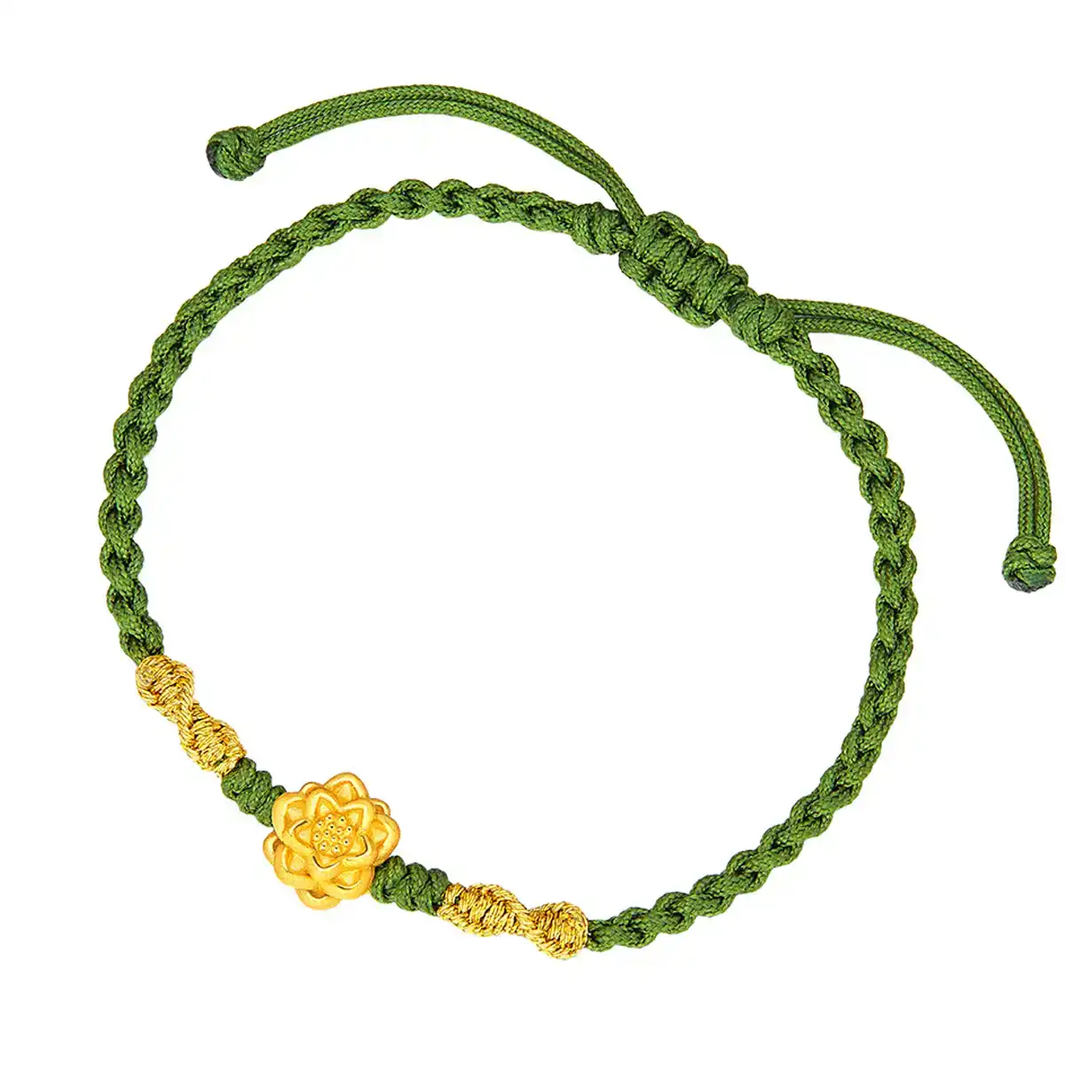六福珠寶黃金串飾 - “小蓮花”999足金串飾連手繩