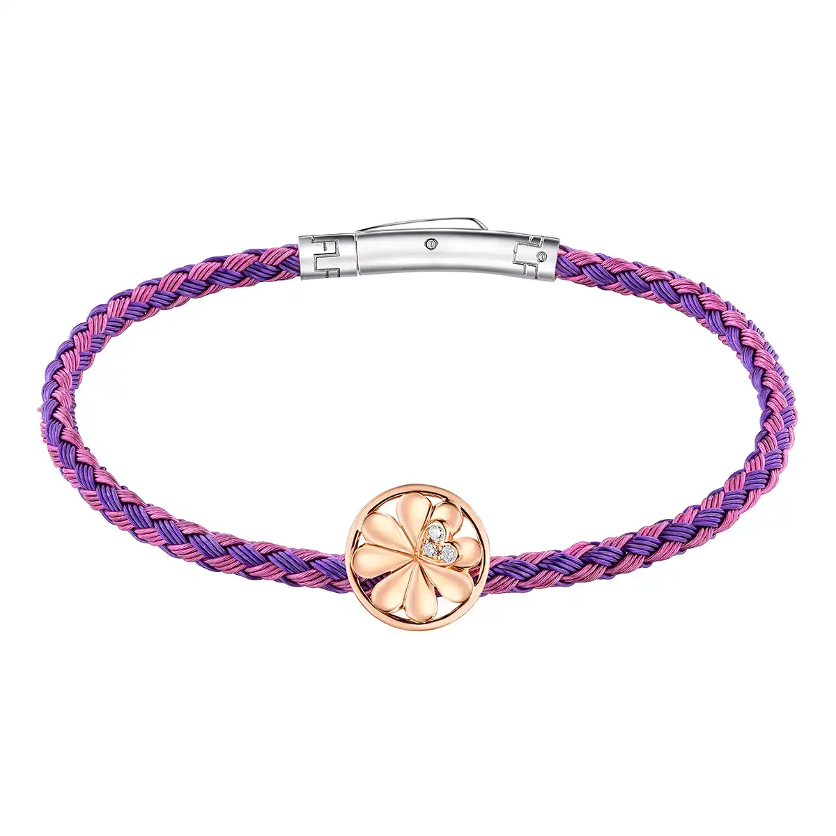 六福珠寶18K金串飾 - "幸運四葉草"18K金鑽石串飾-多色選擇
