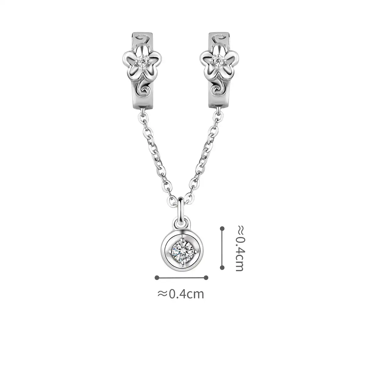 六福珠寶18K金串飾 - "浮雕花"18K金(白色)鑽石串飾