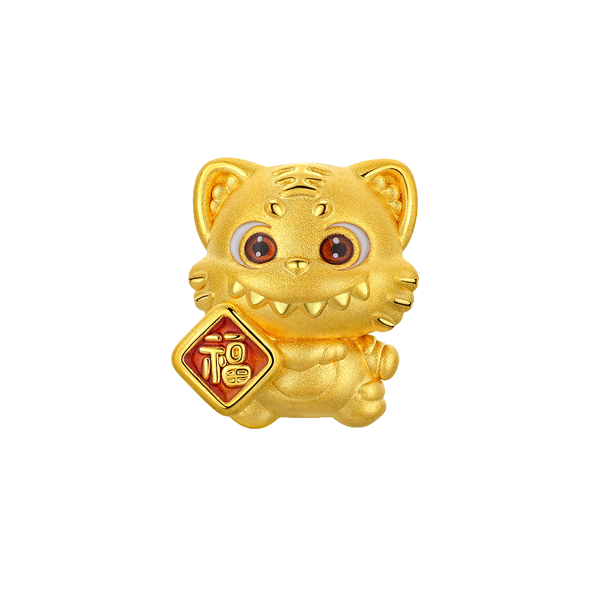 六福珠寶黃金串飾 - "奇趣萌牙-虎"十二生肖999足金串飾連手繩
