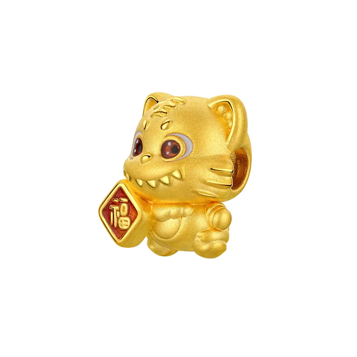 六福珠寶黃金串飾 - "奇趣萌牙-虎"十二生肖999足金串飾連手繩