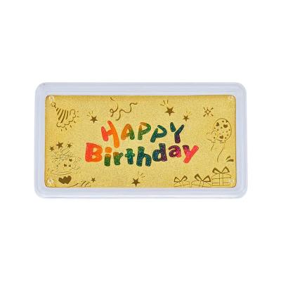 六福珠寶黃金金條 - “Happy Birthday”999.9鎏彩黃金金條