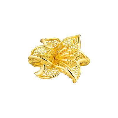 六福珠寶黃金戒指 - "囍遇花開"999.9黃金戒指