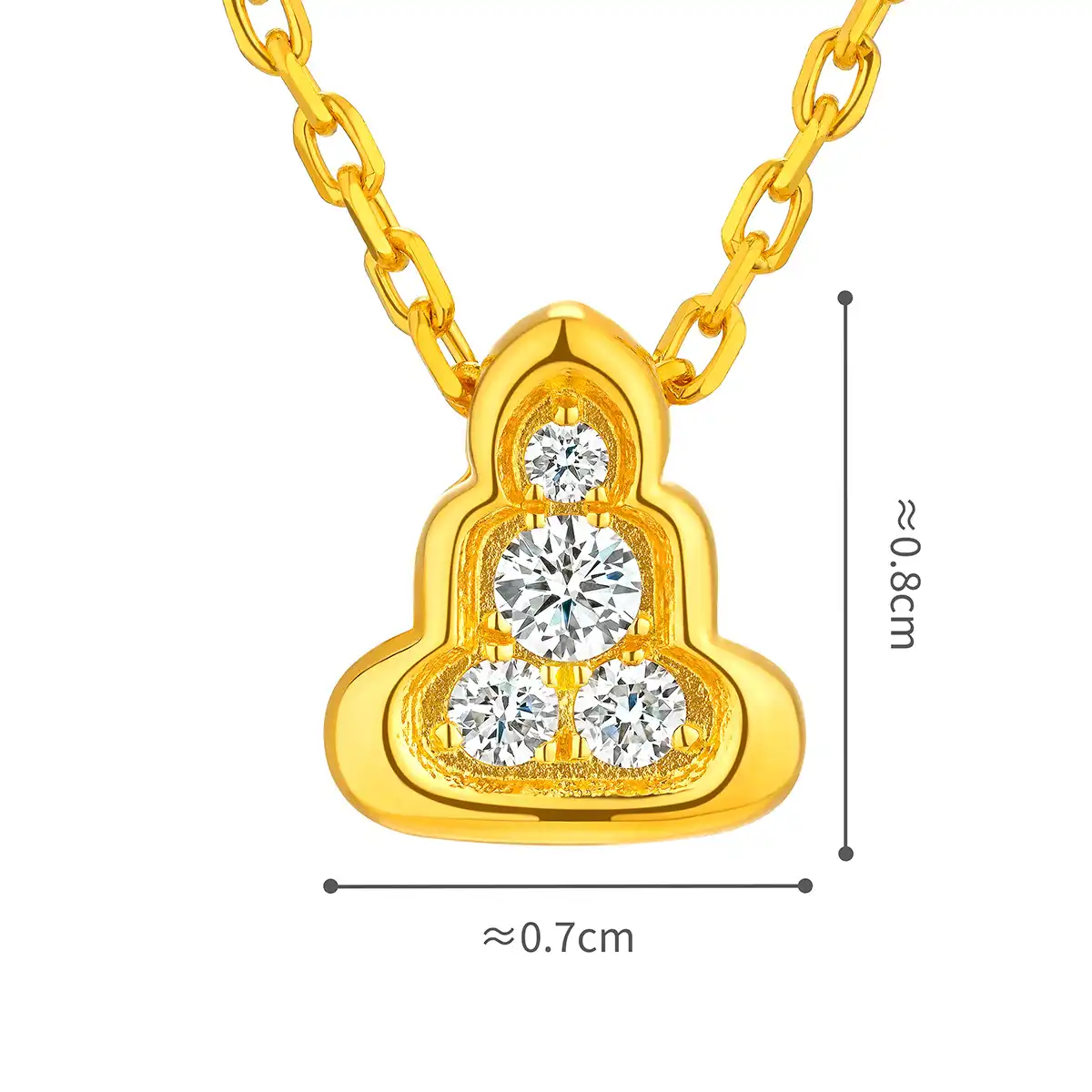 六福珠寶黃金頸鏈 - "小幸福"999足金鑽石頸鏈