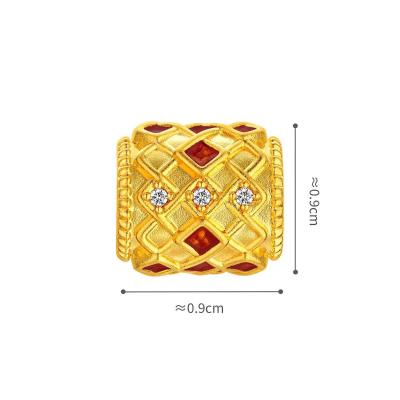 六福珠寶黃金串飾 - "吉祥結"999足金鑽石鎏彩串飾
