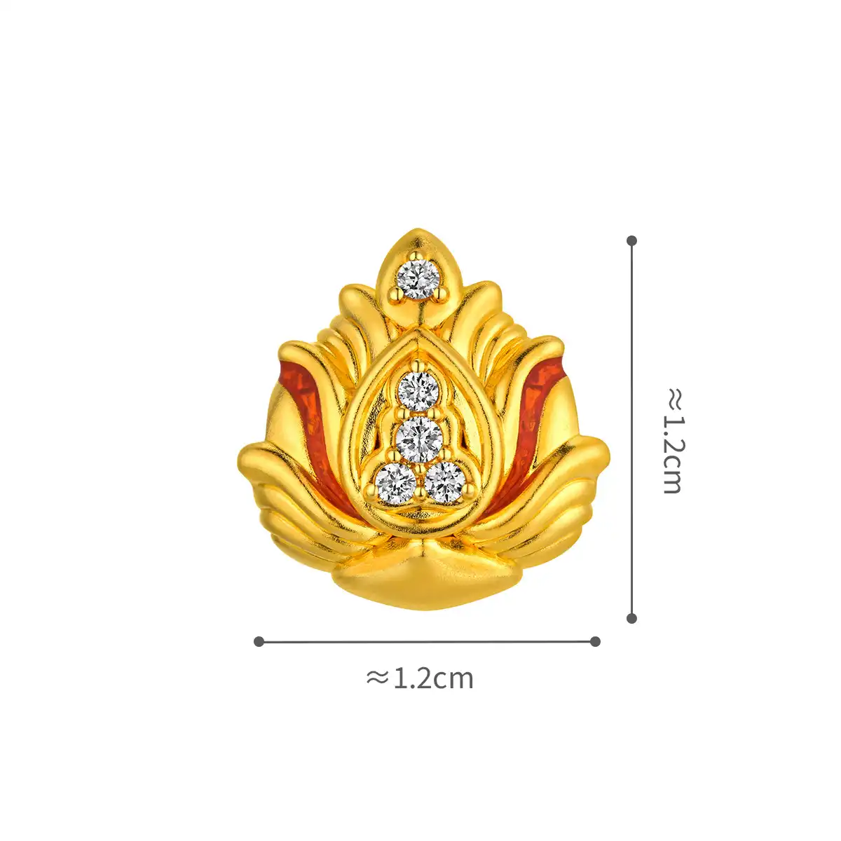 六福珠寶黃金串飾 - "蓮花"999足金鑽石鎏彩串飾