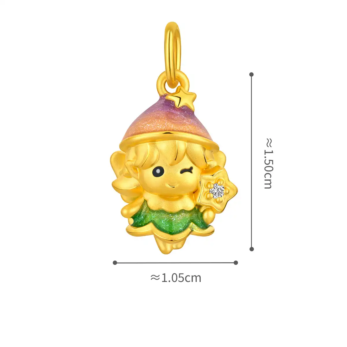 六福珠宝黄金串饰 - “精灵信使”999足金钻石鎏彩串饰连手绳