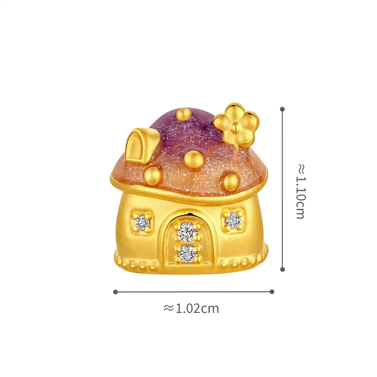 六福珠宝黄金串饰 - “蘑菇公寓”999足金钻石鎏彩串饰连手绳
